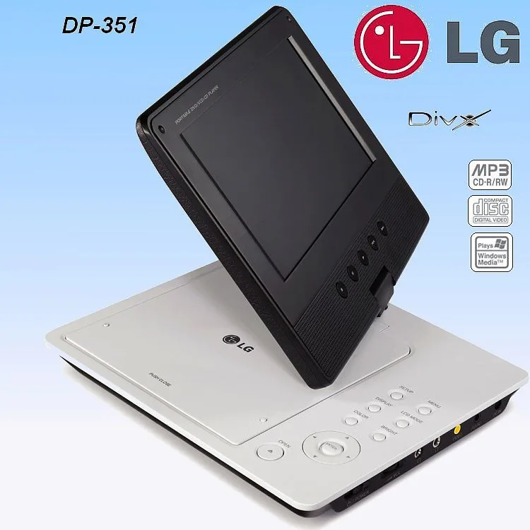 נגן LG DVD DIVX נייד "7 מסך מסתובב DP-351