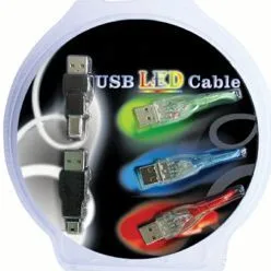 סט 3 כבלים USB זוהרים + 2 מתאמים