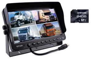 מסך 7" מפוצל ל-4 מצלמות עם DVR להקלטה