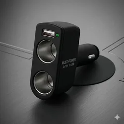 מפצל מצית 2 יציאות + USB