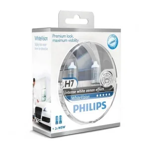 זוג נורות H7 PHILIPS WHITE VISION תאורה לבנה